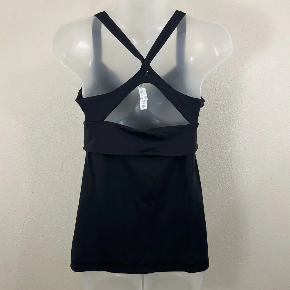Lululemon Wrap It Up Tank Womens 10 Padded Luxtreme Racerback Black Built In Bra